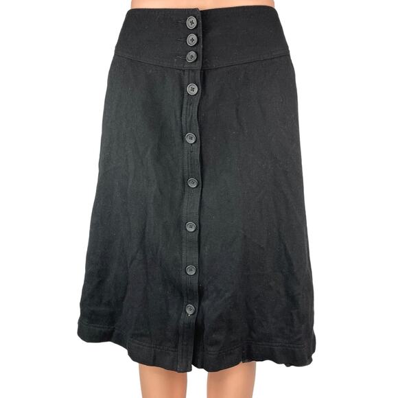 Banana Republic Black Wool High Waisted Button Front A Line Midi Dress Sz 4 - Picture 1 of 5
